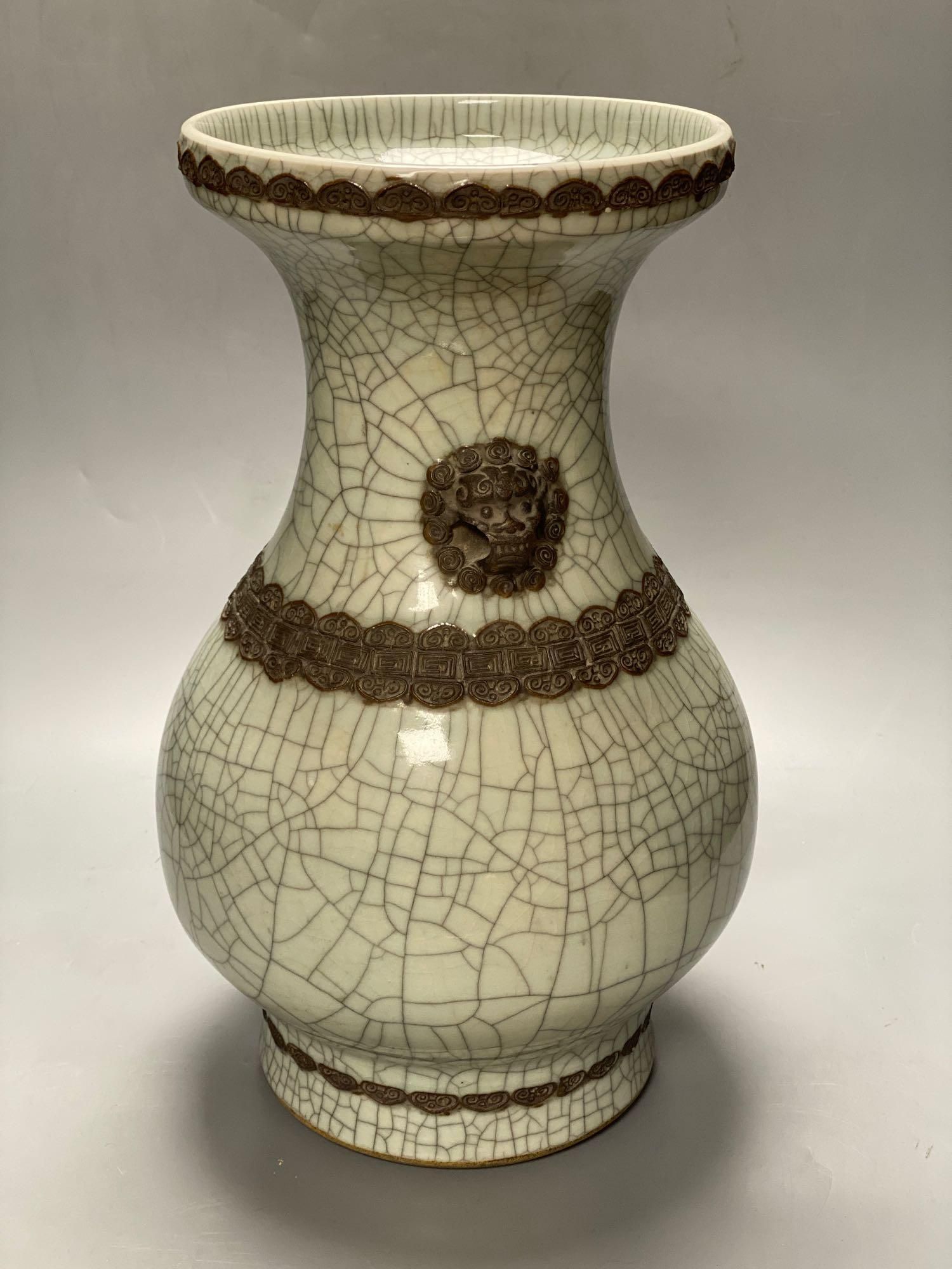 A Chinese crackleglaze baluster vase, 38cm high